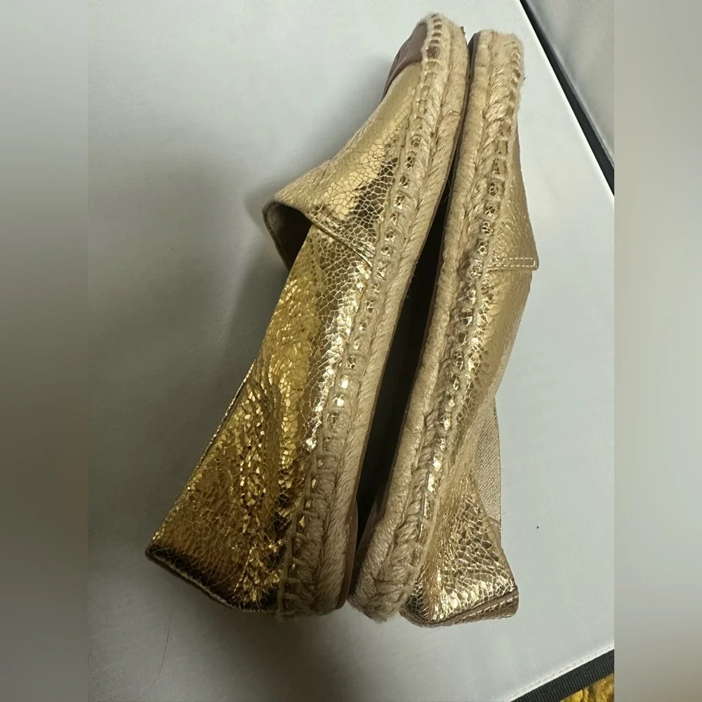 Tory Burch Metallic Gold and Tan Espadrilles